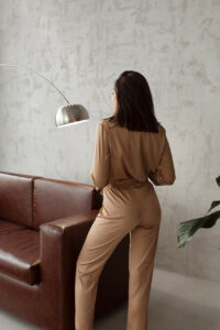 Піжама жіноча BO.Brand шовкова (із поясом та штанами) - Зображення 7