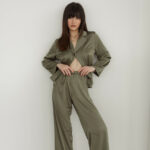 Жіноча піжама BO.Brand атласна (сорочка з довгим рукавом та штани)