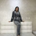 Зимова велюрова жіноча піжама BO.Brand (на запах зі штанами) - Зображення 3
