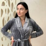 Зимова велюрова жіноча піжама BO.Brand (на запах зі штанами) - Зображення 2