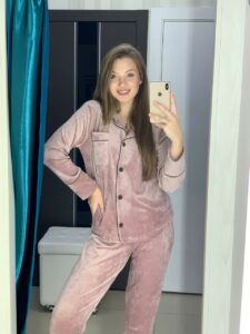 Жіноча домашня піжама BO.Brand на ґудзиках і штани, колір пудровий - Зображення 3