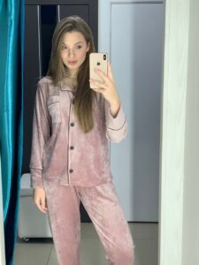 Жіноча домашня піжама BO.Brand на ґудзиках і штани, колір пудровий - Зображення 2