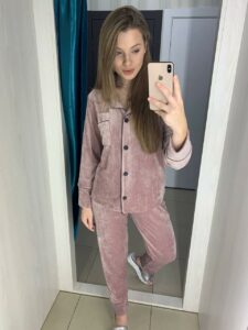 Жіноча домашня піжама BO.Brand на ґудзиках і штани, колір пудровий