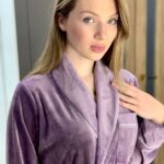 Жіноча піжама велюрова з поясом BO.Brand (в комплекті зі штанами, колір бузковий)