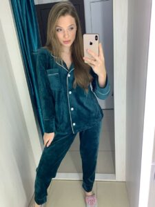 Жіноча піжама BO.Brand на ґудзиках зі штанами, колір зелений - Зображення 4