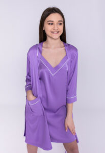 Жіночий халат та сорочка BO.Brand (шовк, пудровий) - Зображення 7