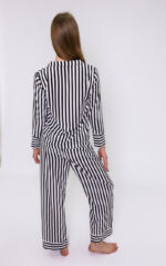 Жіноча піжама BO.Brand, сорочка та штани, смужка чорно-біла - Зображення 3