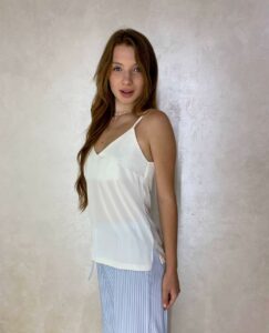 Шовкова майка жіноча BO.Brand колір чорний і білий - Зображення 4