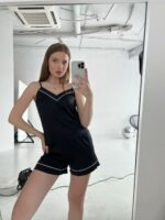 Жіноча піжама чорна BO.Brand майка і шорти, шовк - Зображення 4