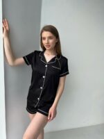 Піжама жіноча BO.Brand двійка, сорочка та шорти, чорний - Зображення 6