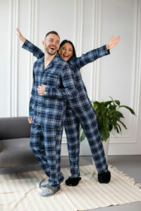 Парні піжами BO.Brand котонові, сорочка та штани з кишенями, колір синій - Зображення 9