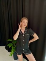 Піжама жіноча BO.Brand двійка, сорочка та шорти, чорний - Зображення 9