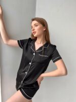 Піжама жіноча BO.Brand двійка, сорочка та шорти, чорний - Зображення 11