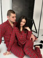 Сімейні піжами BO.Brand червоні у клітинку (чоловіча та жіноча піжами, котон) - Зображення 14