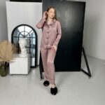 Жіноча піжама шовкова BO.Brand 2 в 1, колір пудра