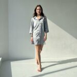 Жіноча шовкова піжама BO.Brand, сорочка для дому, колір сірий металік