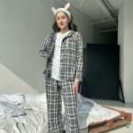 Жіноча піжама у сіру клітинку BO.Brand, натуральна тканина котон - Зображення 5