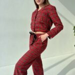 Жіноча піжама в клітинку BO.Brand, натуральна тканина котон, колір червоний - Зображення 8