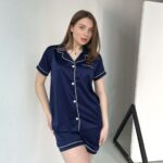 Жіноча піжама BO.Brand комплект сорочка та шорти, колір синій - Зображення 6
