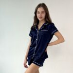 Жіноча піжама BO.Brand комплект сорочка та шорти, колір синій - Зображення 3