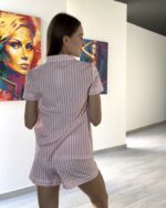 Піжама жіноча з бавовни BO.Brand у рожеву смужку - Зображення 11