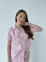 Піжама жіноча з бавовни BO.Brand у рожеву смужку - Зображення 7