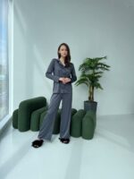 Жіноча піжама BO.Brand сорочка та штани, колір графіт - Зображення 6