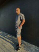 Чоловіча піжама BO.Brand, котон (сорочка на ґудзиках та шорти з кишенями, смужка графіт) - Зображення 9