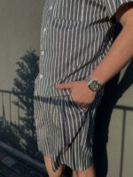 Чоловіча піжама BO.Brand, котон (сорочка на ґудзиках та шорти з кишенями, смужка графіт) - Зображення 10