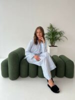 Жіноча сорочка та штани BO.Brand, піжама у блакитну смужку - Зображення 2