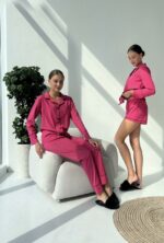 Піжама малинова BO.Brand 3 в 1, комплект сорочка, шорти та штани