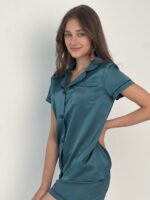 Жіноча шовкова піжама BO.Brand, сорочка та шорти, колір смарагдовий - Зображення 6