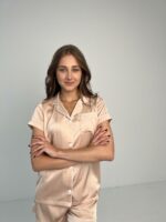 Піжама жіноча BO.Brand сорочка і шорти, колір бежевий - Зображення 5