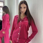 Піжама шовкова малинова BO.Brand, сорочка та штани - Зображення 8