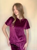 Піжама жіноча BO.Brand чорна велюрова 3 в 1 (футболка, шорти та штани) - Зображення 23