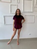 Піжама жіноча BO.Brand чорна велюрова 3 в 1 (футболка, шорти та штани) - Зображення 24