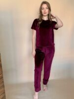 Піжама жіноча BO.Brand чорна велюрова 3 в 1 (футболка, шорти та штани) - Зображення 26