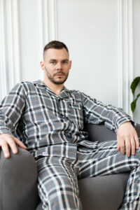 Чоловіча котонова піжама BO.Brand, колір сірий - Зображення 3