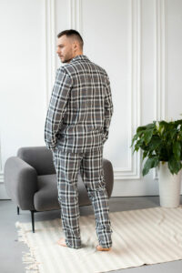 Чоловіча котонова піжама BO.Brand, колір сірий - Зображення 2