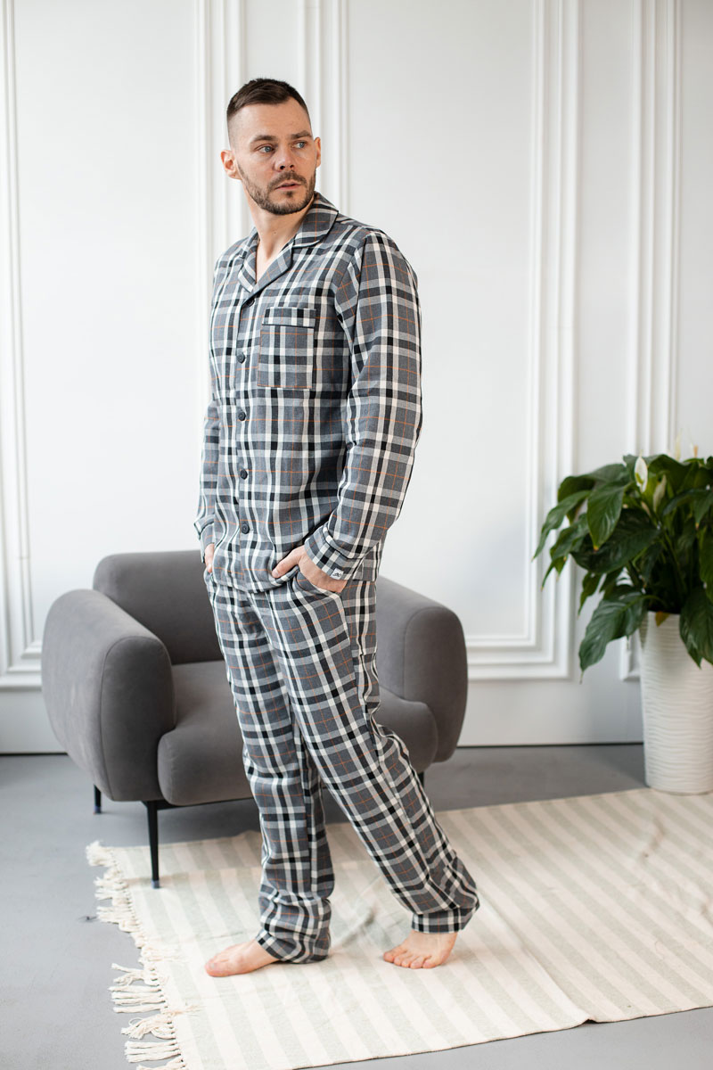 holovna-1-1 Чоловіча котонова піжама BO.Brand, колір сірий - Зображення 1