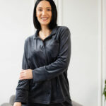 Жіноча велюрова піжама BO.Brand на ґудзиках та штани, колір графіт