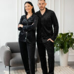 Парні піжами BO.Brand, сорочка та штани з кишенями, колір чорний