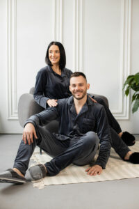 Парні піжами BO.Brand, сорочка та штани з кишенями, колір графіт