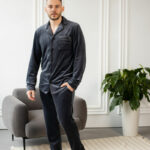 Тепла чоловіча велюрова піжама BO.Brand, колір графіт