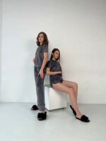 Піжама жіноча BO.Brand чорна велюрова 3 в 1 (футболка, шорти та штани) - Зображення 37