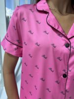 Піжама жіноча BO.Brand сорочка з шортами, малинова з написом Pink - Зображення 5