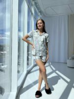 Жіноча сорочка з шортами, піжама BO.Brand, принт долари