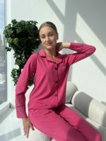 Піжама малинова BO.Brand 3 в 1, комплект сорочка, шорти та штани - Зображення 2