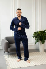 Чоловіча велюрова піжама BO.Brand синій колір - Зображення 14