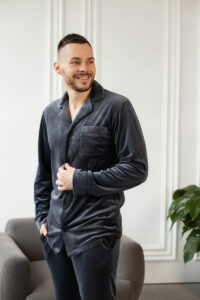 Тепла чоловіча велюрова піжама BO.Brand, колір графіт - Зображення 2